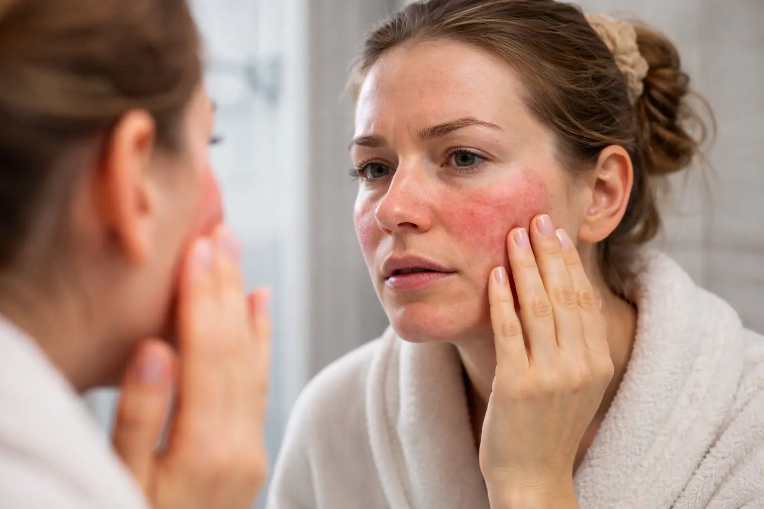 une femme qui a la peau irritée